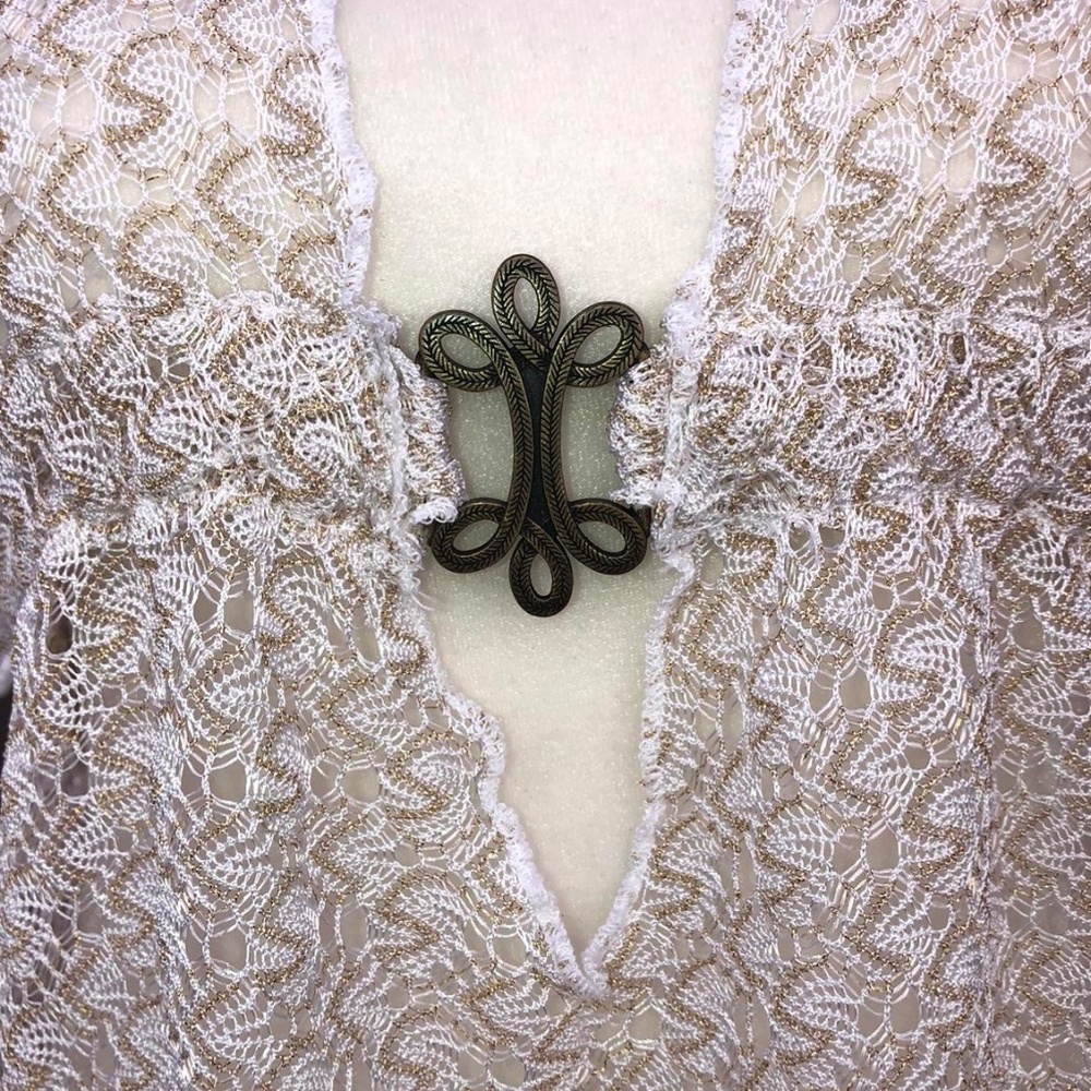 BECCA Rebecca Virtue Gold/Cream swim coverup, XS, GD1108 - Picture 4 of 10